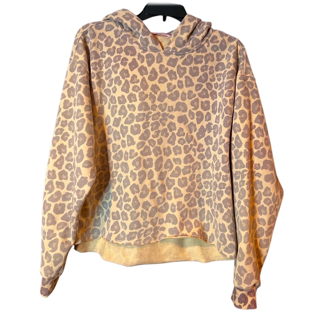 Pink Lily Beige Leopard Print Hooded Sweatshirt